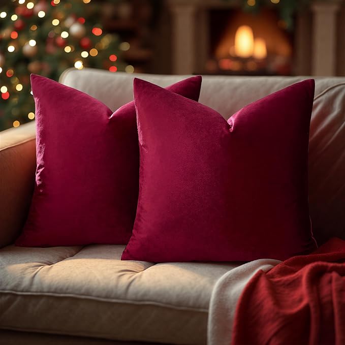 GIGIZAZA Velvet Pillow Covers 18x18: Pack of 2 Throw Pillows Soft Solid Covers - Image 4