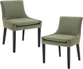 COLAMY Modern Dining Chairs Set of 2, Upholstered Corduroy Accent Side Chairs with Mid Back and Wood Legs for Living Room/Dining Room- Light Green