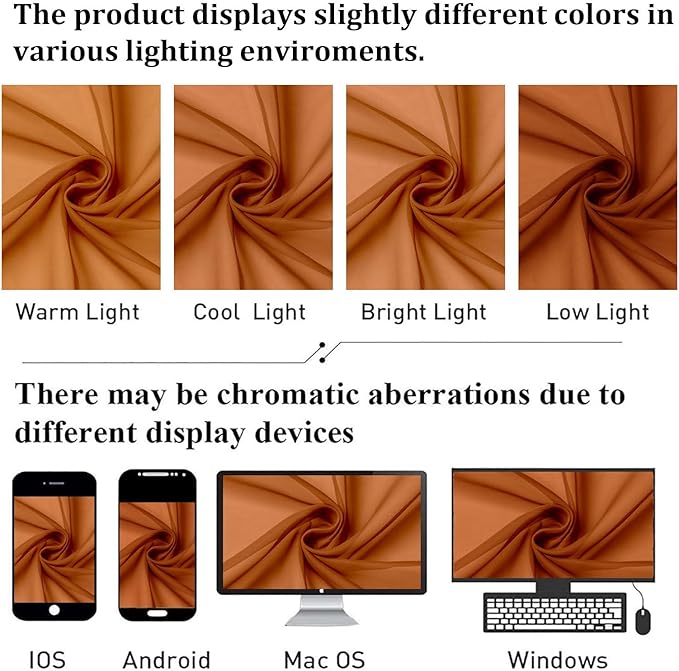 Lecloud Orange Sheer Curtains 72 Inches Long 2 Panels, Rod Pocket Voile Light - Image 5