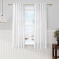 Nanspring White Kitchen Curtains 63 Inch Length 2 Panels Set Linen Blend Back by Nanspring