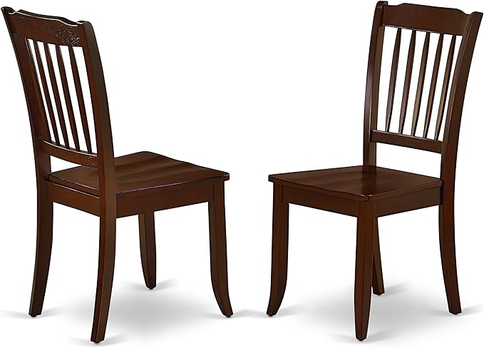 East West Furniture ESDA3-MAH-W 3 Piece Modern Dining Table Set Contains a Round Wooden Table with Pedestal and 2 Dining Room Chairs, 30x30 Inch, Mahogany