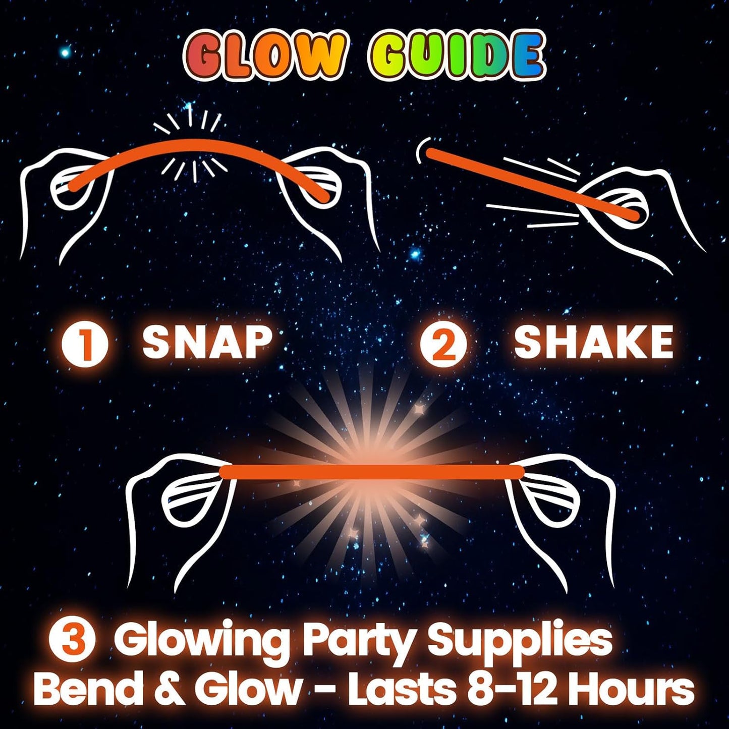 3 otters 100PCS Glow Sticks, 8 Inch Glow in the Dark Party Favors Halloween Party Supplies Light Up Sticks for Kids Adults Birthday Decorations