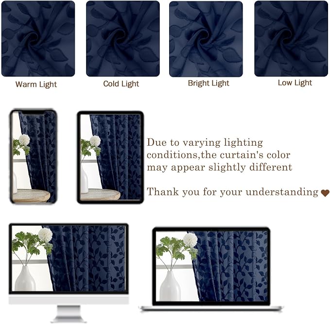 Chyhomenyc Navy Blue Sheer Curtains 54 Inch Length - Image 6