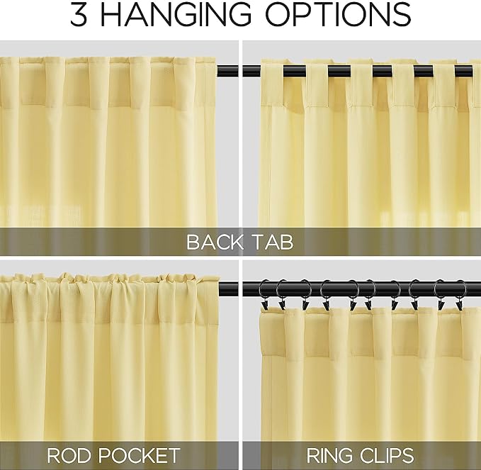 Nanspring Yellow Linen Boho Curtains - Image 3