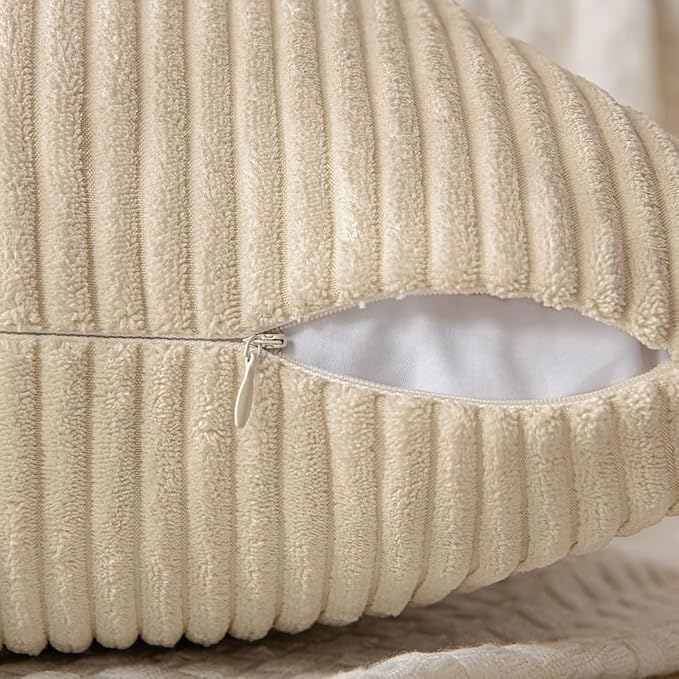 MIULEE Cream Decorative Throw Pillow Covers 18x18 Inch - Image 3