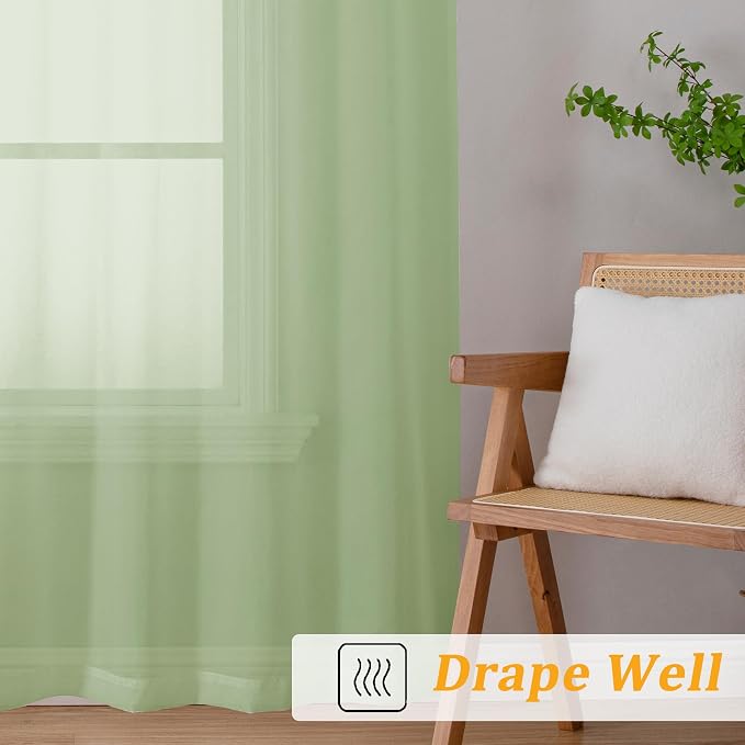 Gwine Light Green Valances for Windows, Small Light Filtering Rod Pocket Cafe - Image 6