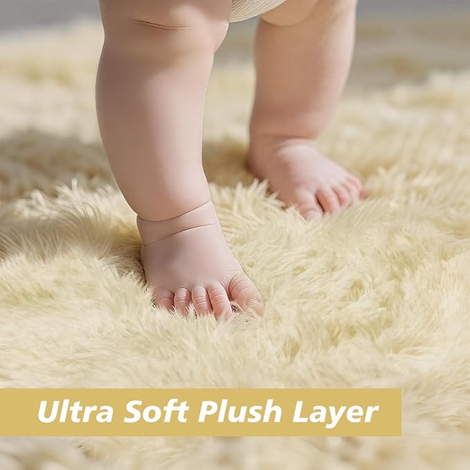 8x10 Fluffy Area Rugs for Living Room, Shag Area Rug for Bedroom, Ivory Soft - Image 3