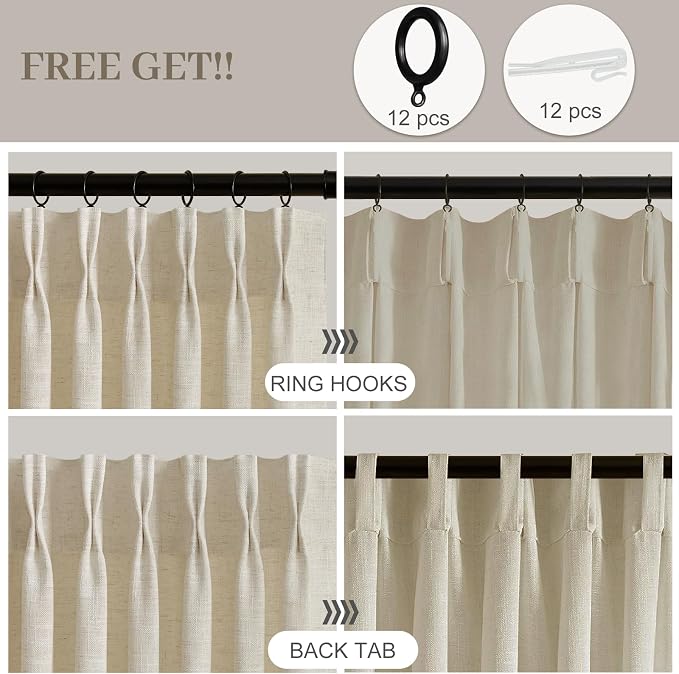 IVAPUPU 70 Inch Extra Width Pinch Pleated Curtains - Image 3