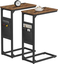 TUTOTAK C Shaped End Table, Side Table for Couch, Sofa Table with Storage Bag, TV Tray for Living Room, Bedroom, Brown TB01BB0822