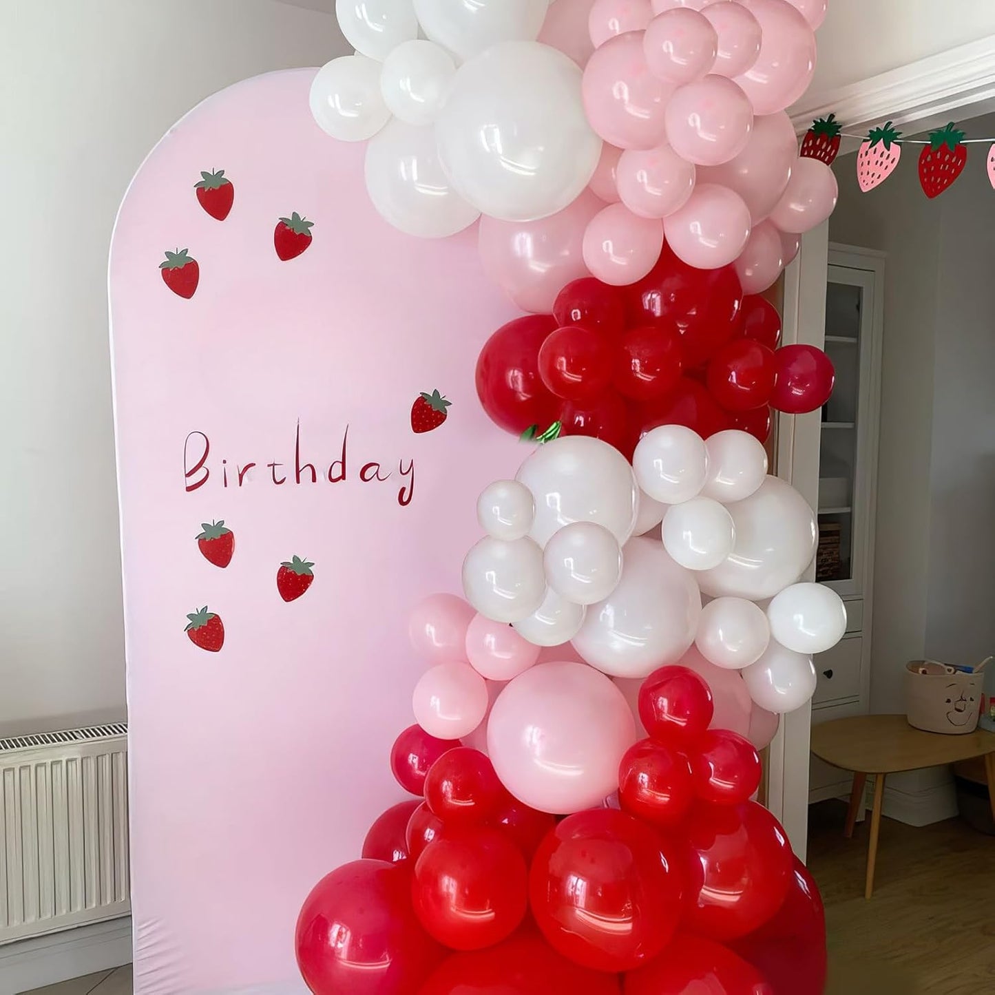 Light Pink and Red Balloons, Pink and Red Balloons, Red and White Polka Dot Balloon for Birthday Girl Woman Baby Shower Strawberry Valentine Theme Party Wedding Bridal Shower Mother's Day Decorations
