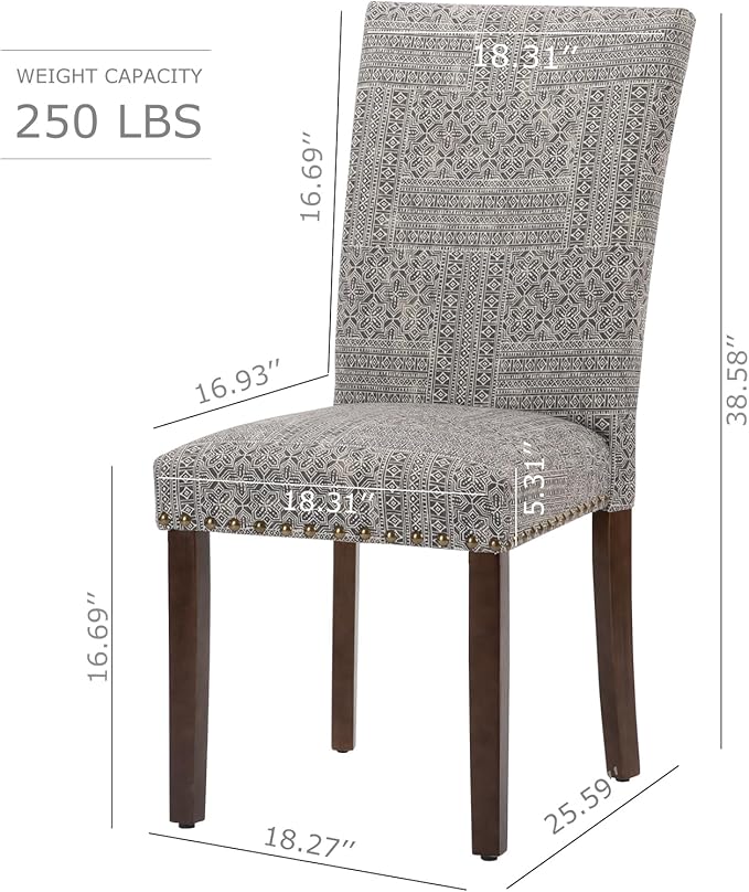 COLAMY Upholstered Parsons Dining Chairs Set of 4, Fabric Dining Room Kitchen Side Chair with Nailhead Trim and Wood Legs - Boho
