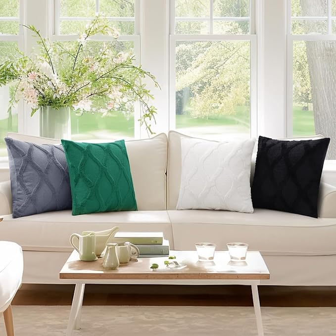 decorUhome Throw Pillow Covers 26x26 Inch Set of 2, Soft Plush Faux Fur Wool Cream White Couch Pillow Covers, Decorative Neutral Pillow Cases for Bed Sofa Living Room Home Decor