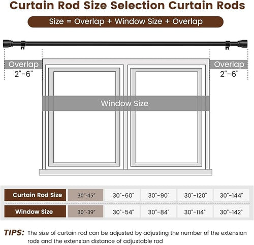 1” Diameter Curtain Rods Itself is 30 to 45 inch 2 Pack Fit 30-39 inch Window - Image 2