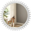 ULIKE Round Wood Mirror, 30 Inch Rustic Farmhouse Circle Mirror with Wooden Frame, Mordern Wall Decor for Bathroom Nursery Bedroom Living Room Entryway, White