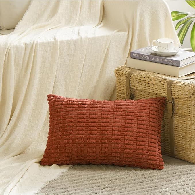 Fancy Homi 4 Packs Boho Burnt Orange Fall Decorative Throw Pillow Covers 14x24 - Image 2