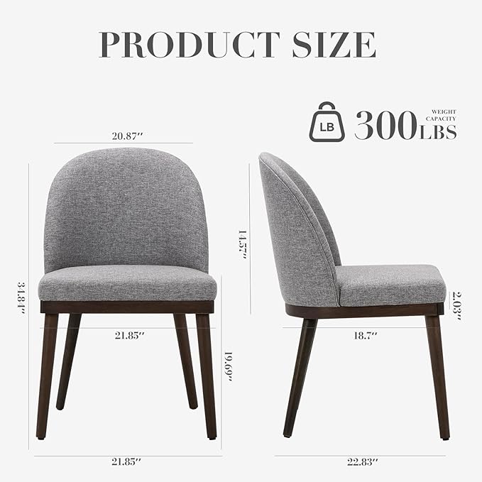 COLAMY Upholstered Dining Chairs Set of 6, Wooden Kitchen Chairs with Open Back, Modern Dining Room Chairs with Wood Frame, Dinner Side Chairs for Dining Room Kitchen Restaurant, Dark Grey