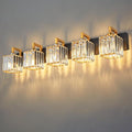 Modern Bathroom Vanity Light 5-Lights Black Gold Crystal Wall Lamp Bathroom Modern Crystal Vanity Lighting