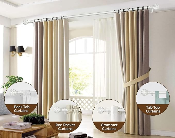 KAMANINA Curtain Rods for Windows 48 to 84 Inch, 7/8 Inch Decorative Drapery - Image 4
