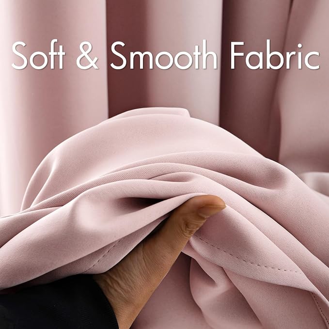 MIULEE Light Pink Room Darkening Curtains Thermal Insulated Drapes Solid Window - Image 3