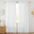 RYB HOME White Sheer Curtains Linen Texture Window Panels, Semi Sheer Light by RYBHOME