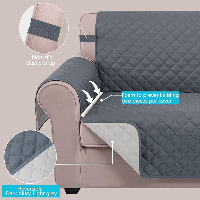 U-NICE HOME Recliner Chair Covers Reversible Quilted Water Repellent Pet - Image 3