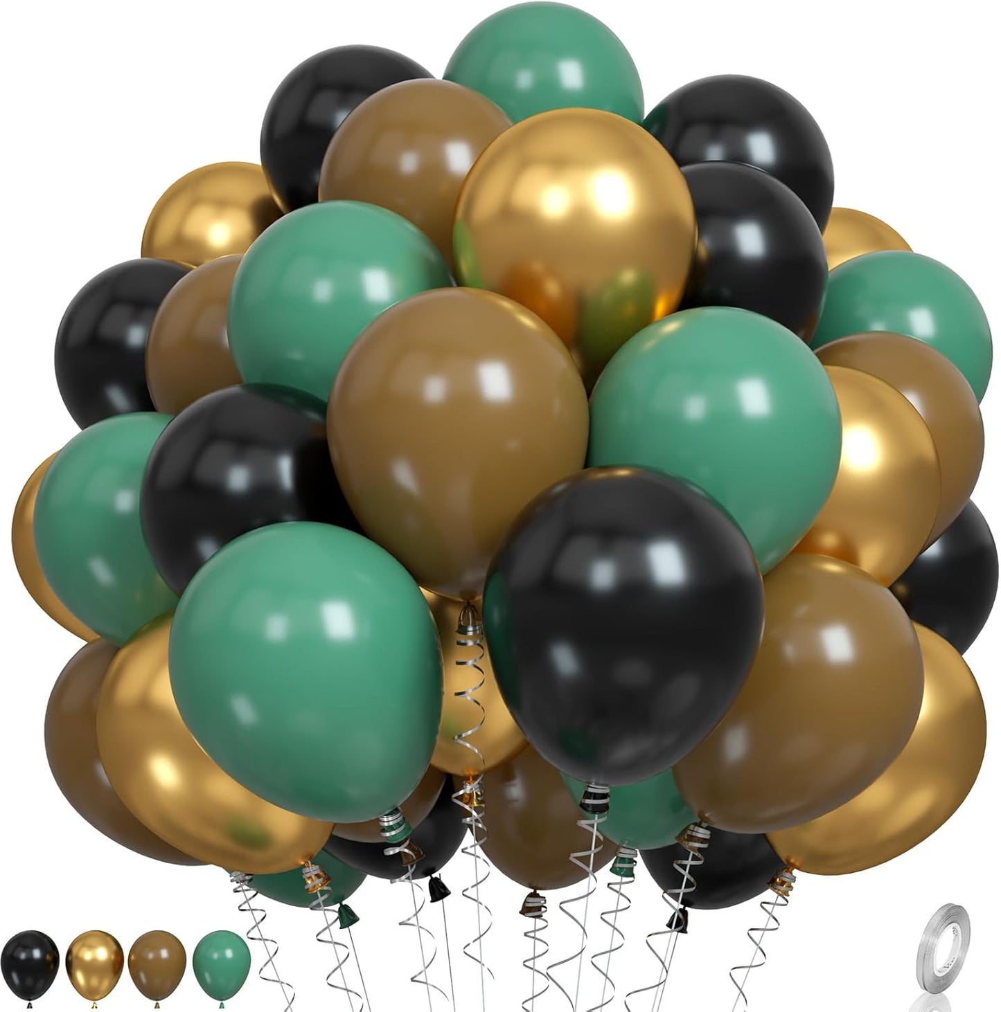 Green and Brown Balloons, Camo Balloons Camouflage Party Balloons Green Black Latex Balloon Metallic Gold Balloon for Kids Adults Hunting Birthday Soldier Army Theme Party Jungle Camping Decorations