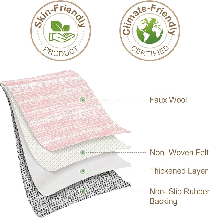 Nakagishi Pink Rugs for Bedroom Girls: 7x9 Washable Boho Large Neutral Cute - Image 8