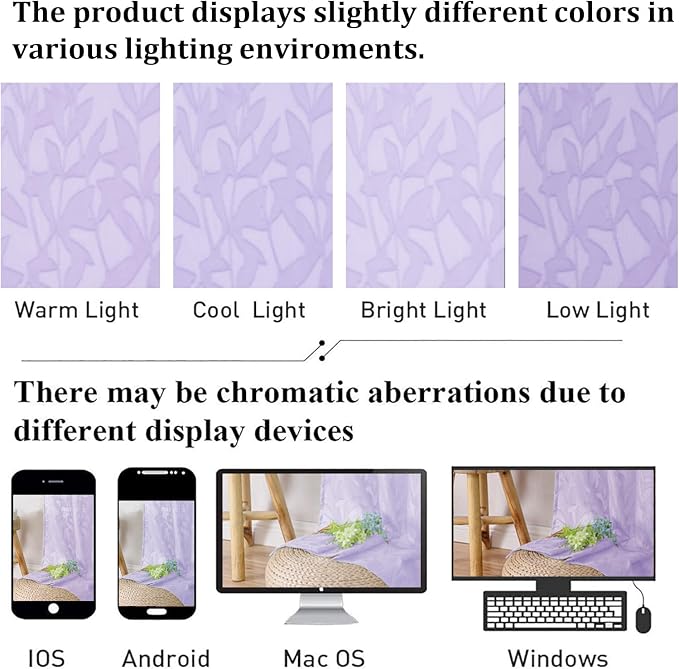 Lecloud Leia Light Purple Sheer Curtains 54 Inch Length 2 Panels, Light - Image 4