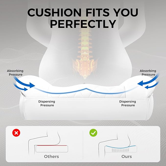 GTRACING Gaming Chair,Office Chair with Pocket Spring Lumbar Support, Ergonomic Comfortable Wide Office Desk Computer Chair with Outward Fixed Soft Armrests and Footrest,(PU Leather, White)