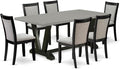 East West Furniture V697MZ606-7 7 Piece Dining Room Furniture Set Consist of a Rectangle Dining Table with V-Legs and 6 Shitake Linen Fabric Upholstered Chairs, 40x72 Inch, Multi-Color