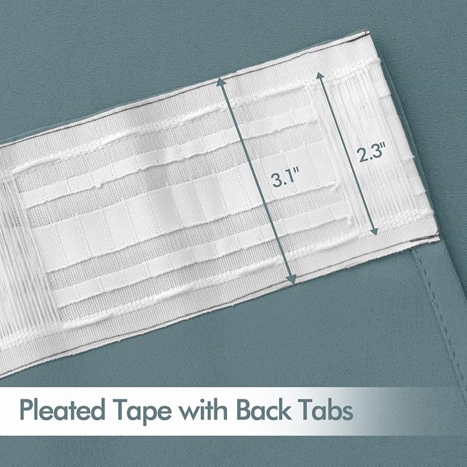 MIULEE Greyish Blue Back Tab Blackout Curtains 63 Inch Length 2 Panels Set - Image 4