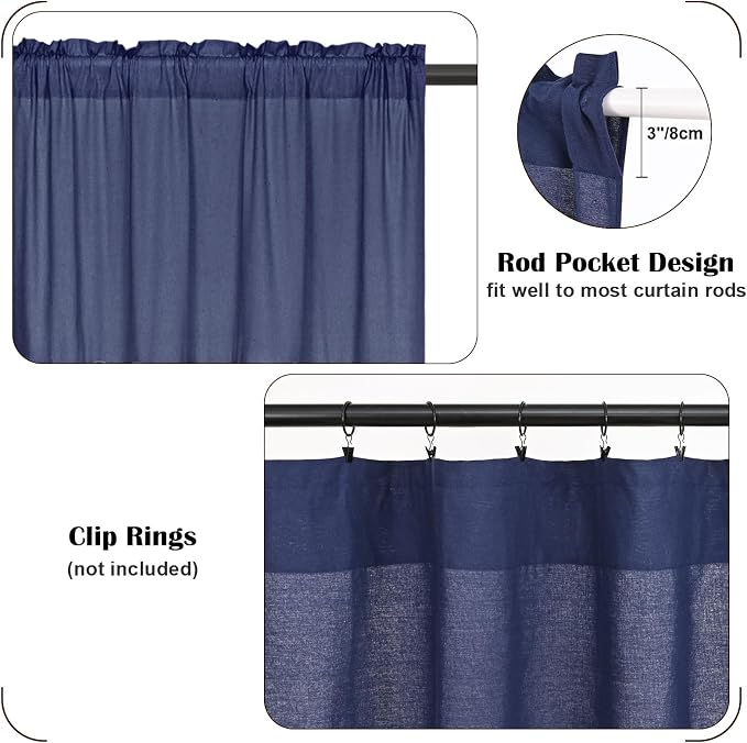 FRAMICS Boho Kitchen Curtains 24 Inch Length, Farmhouse Cotton Linen Tier - Image 7