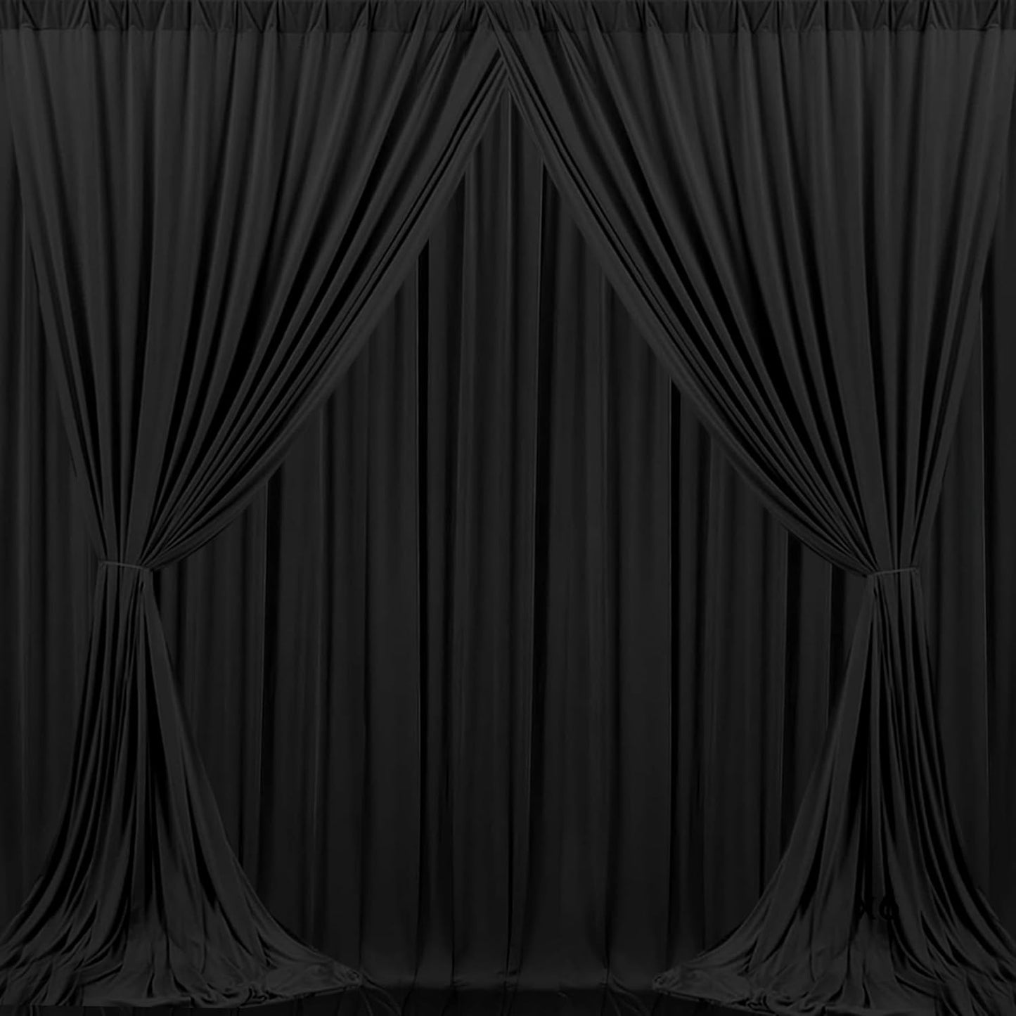MEETSKY 6 Panels Black Backdrop Curtain for Party Wedding Ceremony 30ftx 10ft Photo Curtains Backdrop Drapes Fabric Backdrop Curtain Rod Pocket Decoration Birthday Party for Boys Men, 5ft x 10ft x 6P