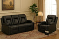 LUCKLIFE Leather Recliner Sofa Set with Manual Recliners,Living Room Furniture Set with Reclining Couch,Loveseat and Armchair,Living Room Chair with Cup Holders,Black (3+1)