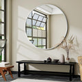 Black Round Bathroom Mirror, 42 inch Large Circle Wall Mounted Hanging Mirror with Simple Modern Circular Metal Frame for Hallway, Entryway, Living Room, Silver Frame