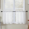 Simplebrand Sheer White Kitchen Curtains 24 Inch Length Tier Curtains 2 Panels by Simplebrand