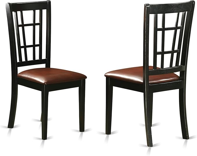 East West Furniture PLNI9-BCH-LC 9 Piece Dining Room Table Set Includes an Oval Wooden Table with Butterfly Leaf and 8 Faux Leather Kitchen Dining Chairs, 42x78 Inch, Black & Cherry