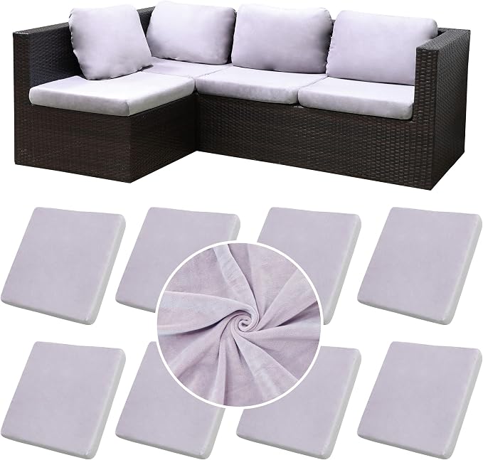 8Pcs Stretch Velvet Patio Cushion Cover, by BIETYONE
