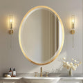 OVALCREST - Oval Wooden Beveled Wall Mirror for Home Decor, Bathroom, Vanity, Bedroom, Living Room, Hallway - London Style (Gold Leaf) 21.1 x 31.1