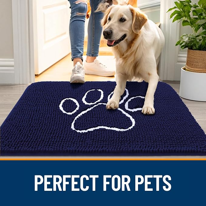 OLANLY Dog Door Mat for Muddy Paws 36x24, Paw Print Design, Absorbs Moisture - Image 6