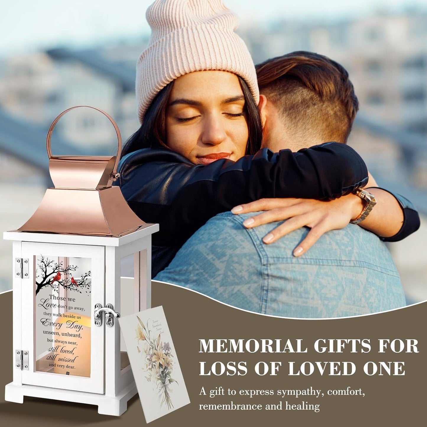 Memorial Lantern, Bereavement Sympathy Gifts for Loss of Loved One Mother Father Brother Sister, Sympathy Lantern Condolences Funeral Gifts in Memory of Loved One with LED Candle