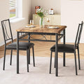 IDEALHOUSE Dining Table Set for 2, Square 3 Piece Kitchen Room Sets with 2 Upholstered Chairs, Compact Dining Room Table Set for Apartment, Small Space, Retro Brown