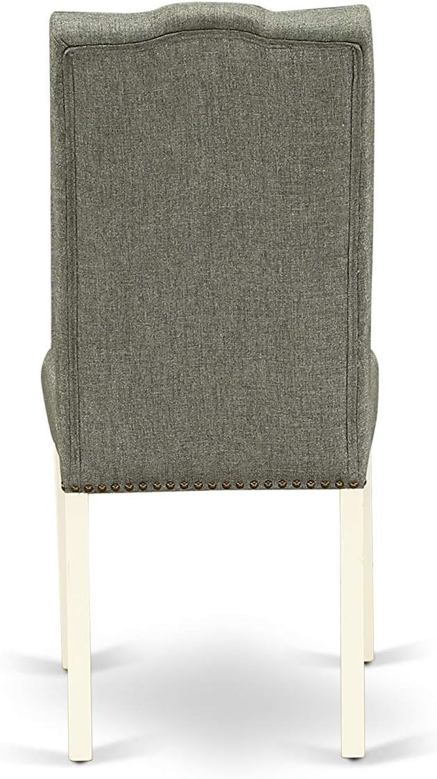 East West Furniture X097EL207-7 7 Piece Dining Room Table Set Consist of a Rectangle Kitchen Table with X-Legs and 6 Gray Linen Fabric Parson Dining Chairs, 40x72 Inch, Multi-Color