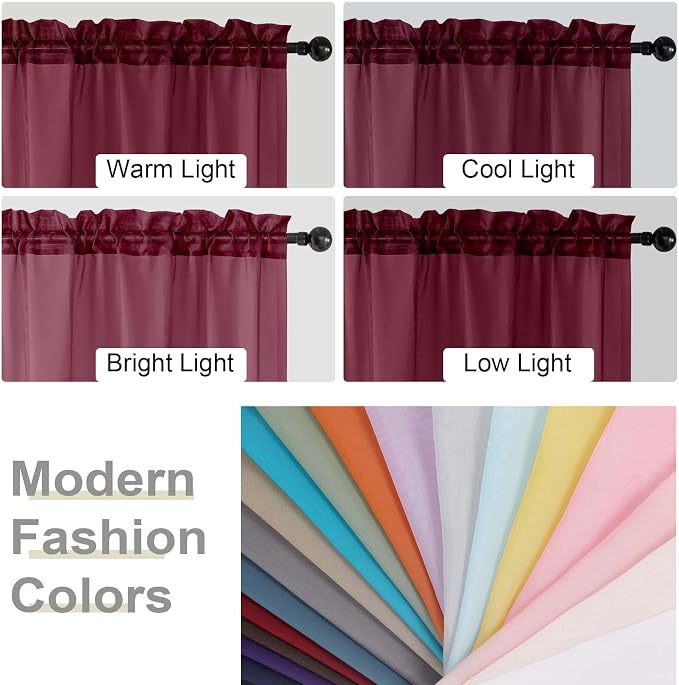 Extra Long Sheer Burgundy Curtains - Image 6