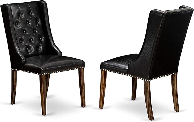 East West Furniture X777FO749-7 7 Piece Dining Room Furniture Set Consist of a Rectangle Dining Table with X-Legs and 6 Black Faux Leather Upholstered Chairs, 40x72 Inch, Multi-Color