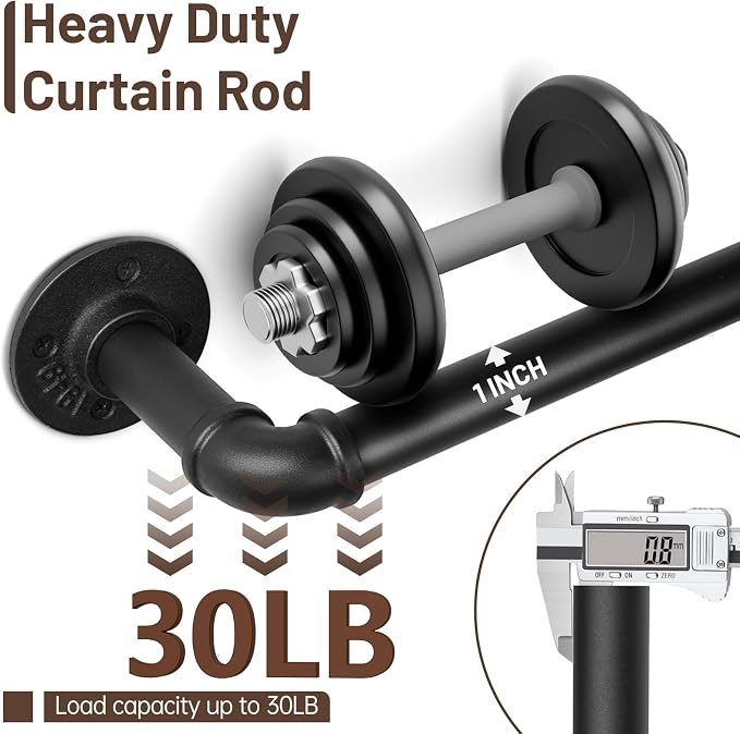 Zeerobee Curtain Rods for Windows 144 to 168, 1 Inch Industrial Wrap Around - Image 3