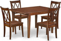 East West Furniture MLCL5-MAH-W 5 Piece Kitchen Table & Chairs Set Includes a Rectangle Dining Room Table with Butterfly Leaf and 4 Solid Wood Seat Chairs, 36x54 Inch, Mahogany