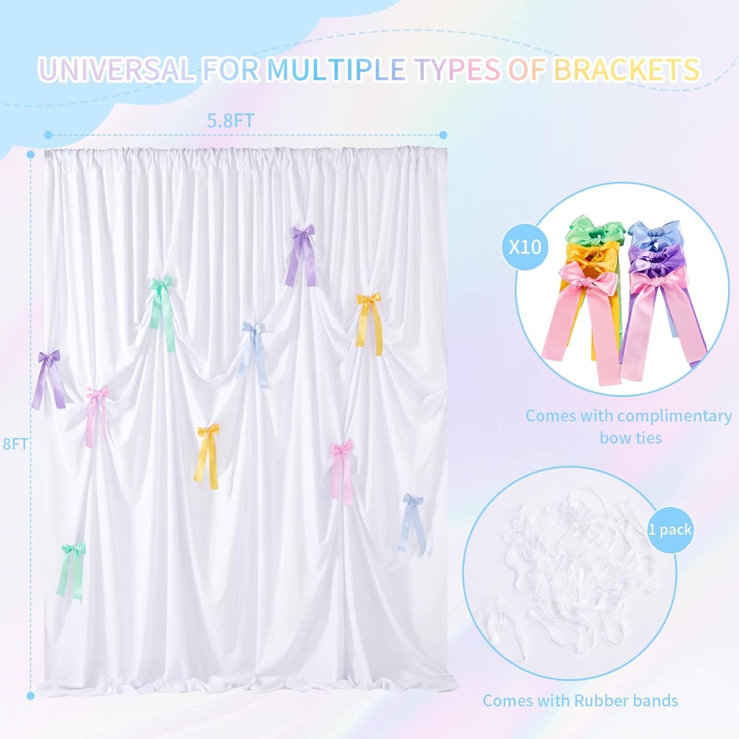 White Backdrop Curtain: 5.8×8ft Backdrop DIY Creative Photography Props Background - Shower Party Event Decorations