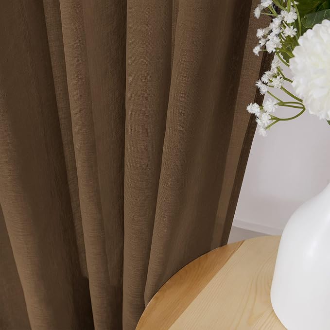 Tollpiz Sheer Tier Curtains Kitchen Linen Textured Half Curtain Sheers Light - Image 3