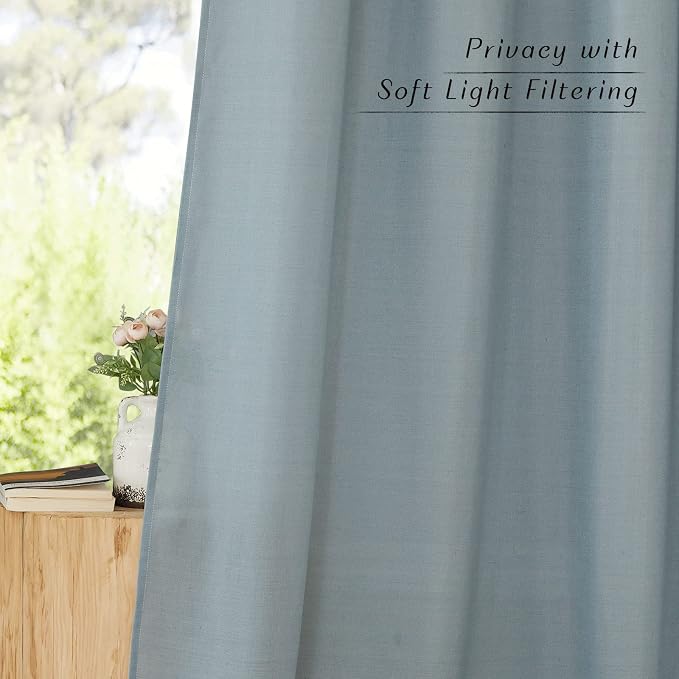 NICETOWN Stone Blue Linen Doorway Curtains 80 inches Long, Grommet Thick Linen - Image 8